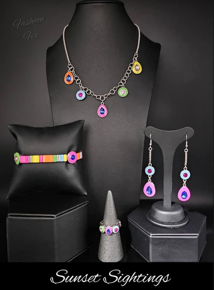 Paparazzi Accessories Sunset Sitings : FF May 2023 Fueled by abstract designs and funky combinations of the most daring trends, the Sunset Sightings Collection features audacious, outside-the-box fashion. Sunset Sightings fashionistas celebrate individual