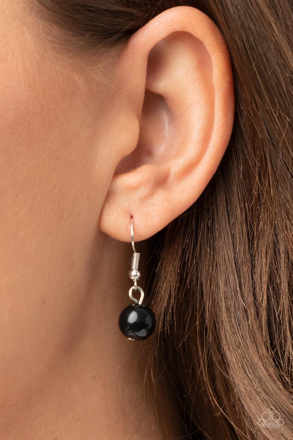 Paparazzi Accessories After Party Posh - Black Infused with decorative silver fittings and black crystal-like beads, oversized black beads boldly link below the collar for a glamorous pop of color. Features an adjustable clasp closure. Sold as one individ