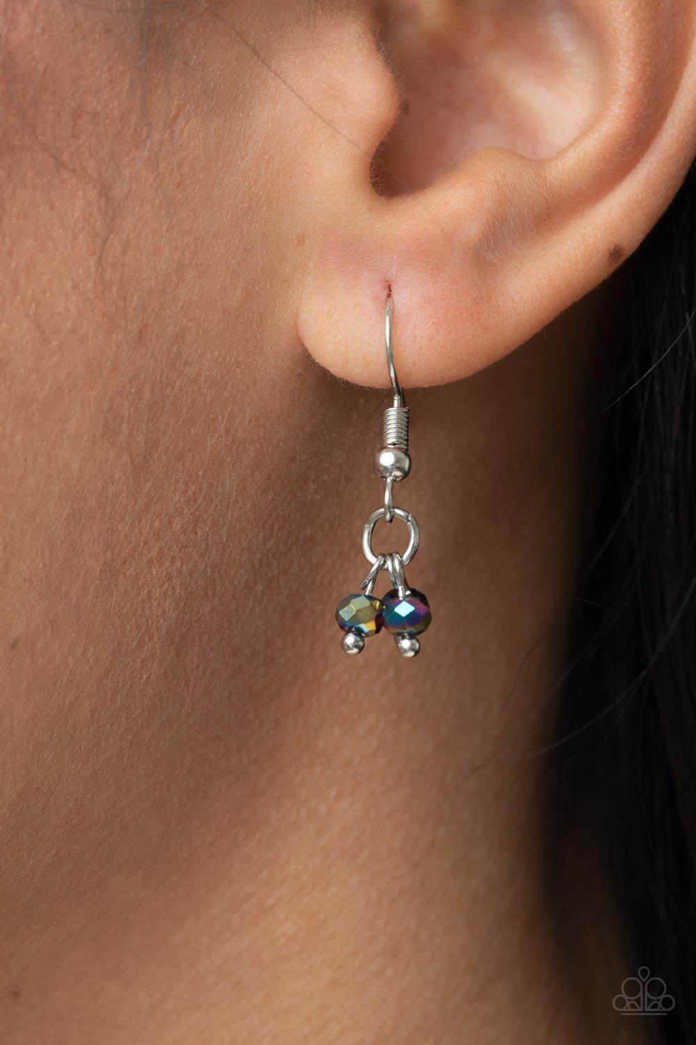 Paparazzi Accessories Words To Live By - Multi A silver disc inscribed with the words, "Wife. Mom. Boss." creates a stylish namesake as it falls from a lengthened silver chain. A sprinkle of dainty iridescent oil spill beads adds a decorative fringe atop