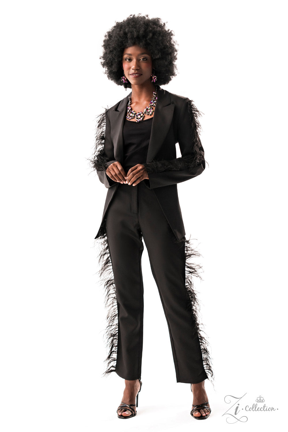 Paparazzi Accessories Obsessed Clusters of hematite and oil spill rhinestones link together along the collar, creating an explosion of futuristic sparkle. The faceted edges of each emerald-, round-, or marquise-cut gem exaggerate their dramatic angles and