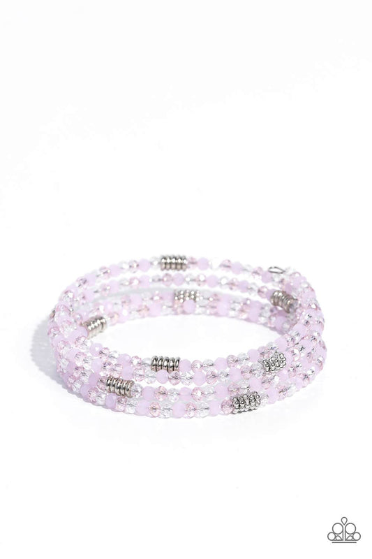 Paparazzi Accessories Dreamy Debut - Pink Sections of clear, silver, and cloudy pink beads are threaded along the wrist in an infinity wrap-style bracelet for a dreamy statement. Sold as one individual brace Jewelry