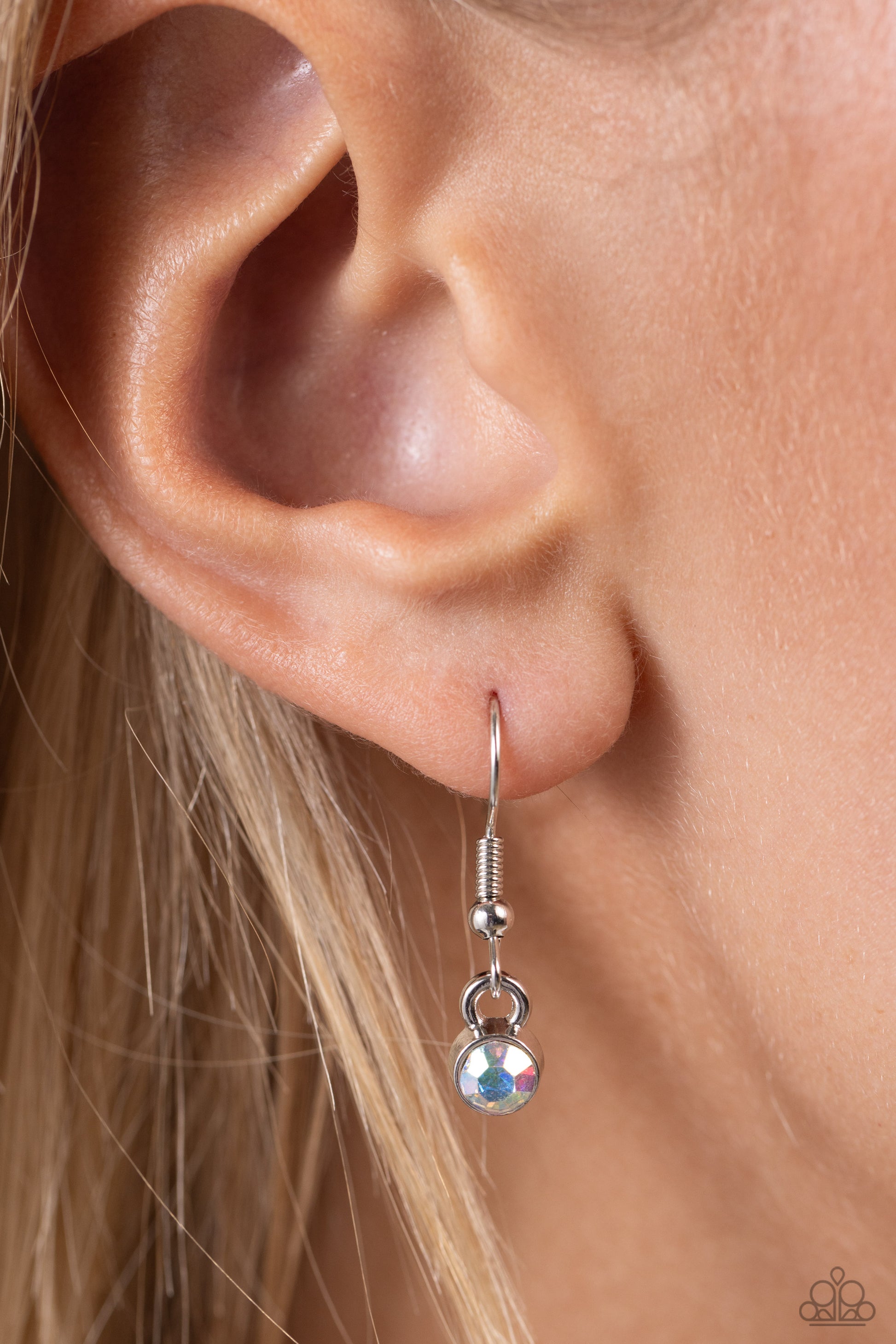 Paparazzi Accessories INITIALLY Yours - A - Multi Embossed with dainty iridescent rhinestones, a silver letter "A" hovers below the collar from a dainty silver chain, for a sentimentally simple design. Features an adjustable clasp closure. Due to its pris