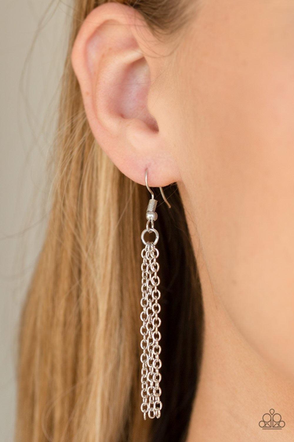 Paparazzi Accessories Definitely Duchess - Black Pressed into a sleek silver frame, a faceted smoky black gem swings below the collar for a glamorous look. Features an adjustable clasp closure. Sold as one individual necklace. Includes one pair of matchin