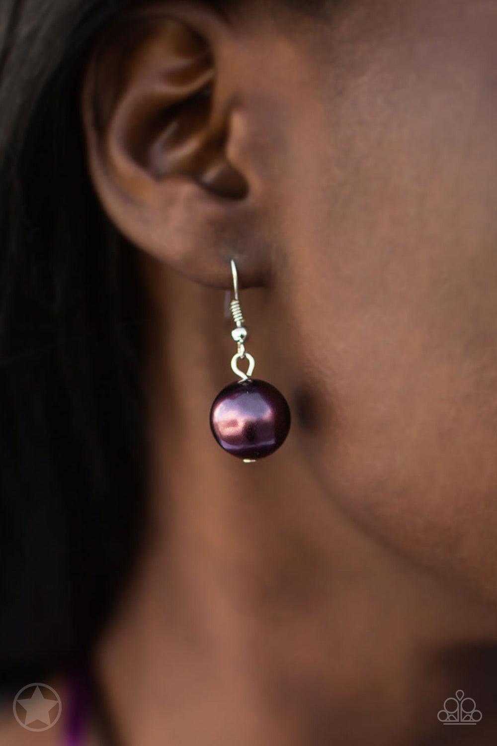 Paparazzi Accessories All The Trimmings - Purple A silky purple ribbon replaces a traditional chain to create a timeless look. Pearly deep purple beads and funky silver pieces intermix with varying lengths of silver chains to give a fresh take on a Victor
