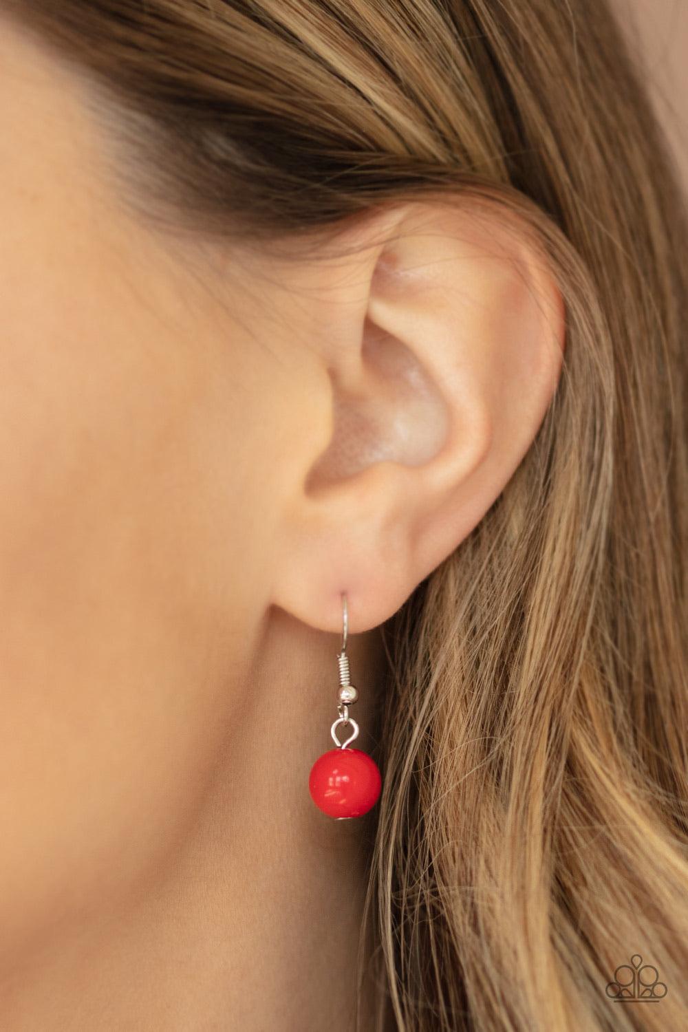 Paparazzi Accessories A La Vogue - Red Sections of thick silver chains and bubbly red beaded rows layer below the collar, creating statement-making layers. Features an adjustable clasp closure. Sold as one individual necklace. Includes one pair of matchin