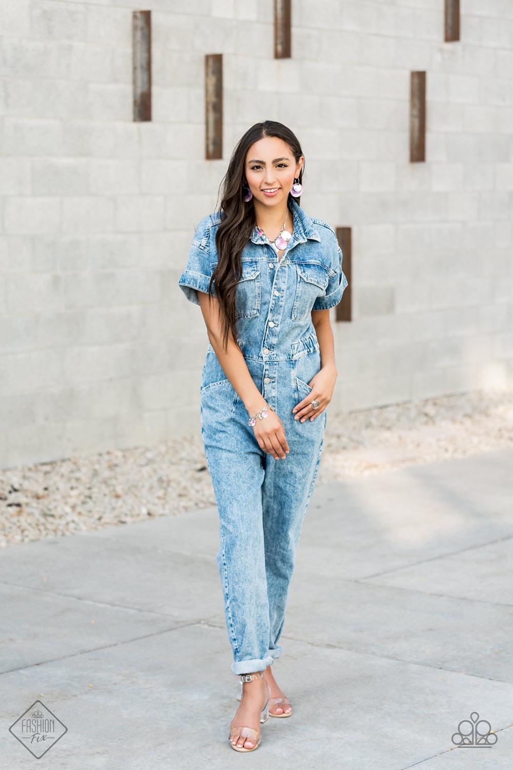Paparazzi Accessories Teasingly Tie Dye ~Multi Featuring a galactic tie dye print, a collection of colorful and dainty silver discs swings from a bulky silver chain around the wrist for a trendy finish. Features an adjustable clasp closure. Sold as one in