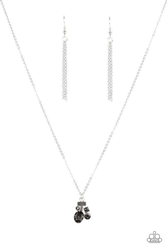 Paparazzi Accessories Time To Be Timeless - Silver Varying in shape and size, smoky and hematite rhinestones coalesce into a sparkling pendant below the collar for a timeless look. Features an adjustable clasp closure. Jewelry
